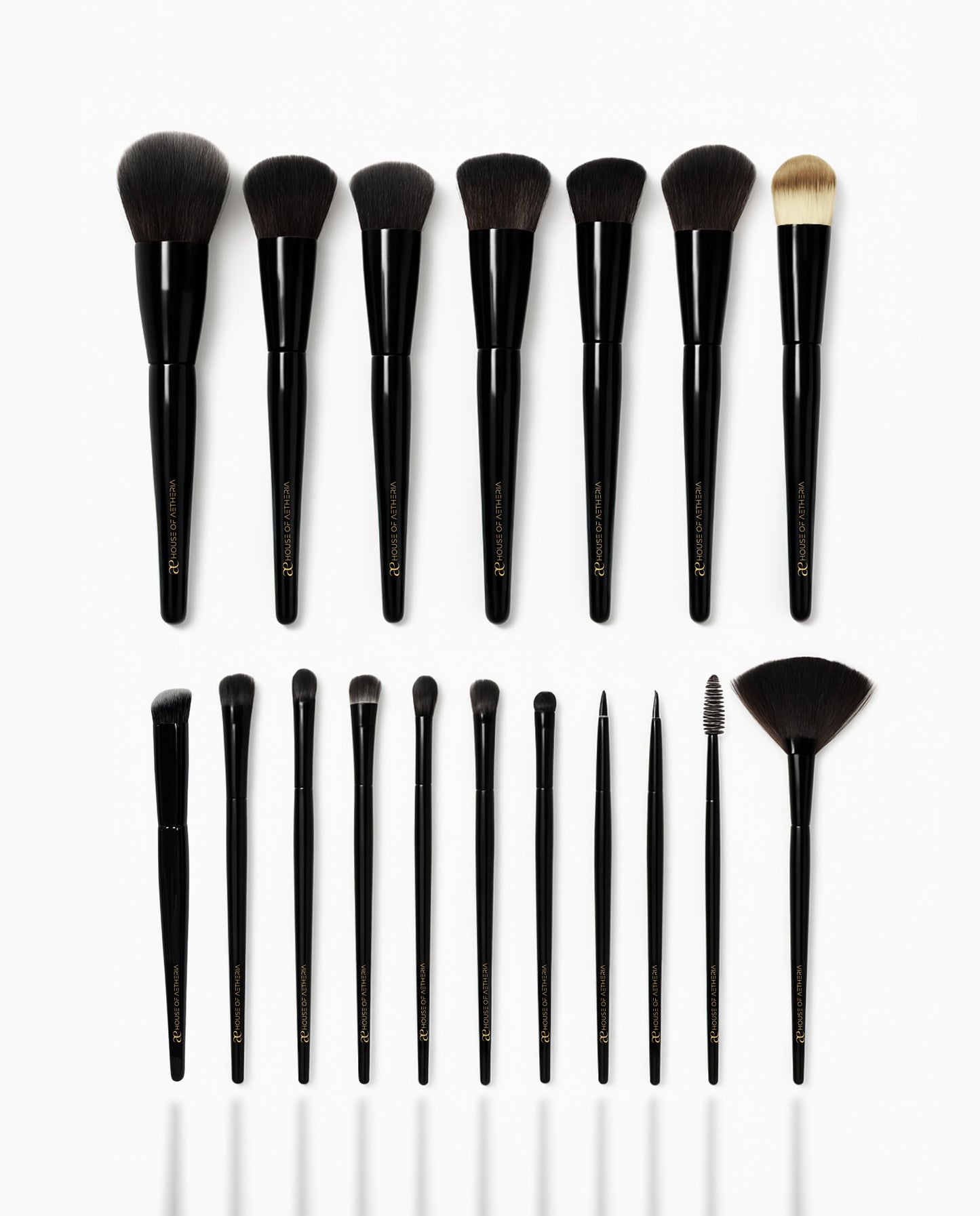 21-Piece Onyx Make Up Brush Set, Luxury Black Brushes, with V Shape Puff, Makeup Bag, Canvas Bag