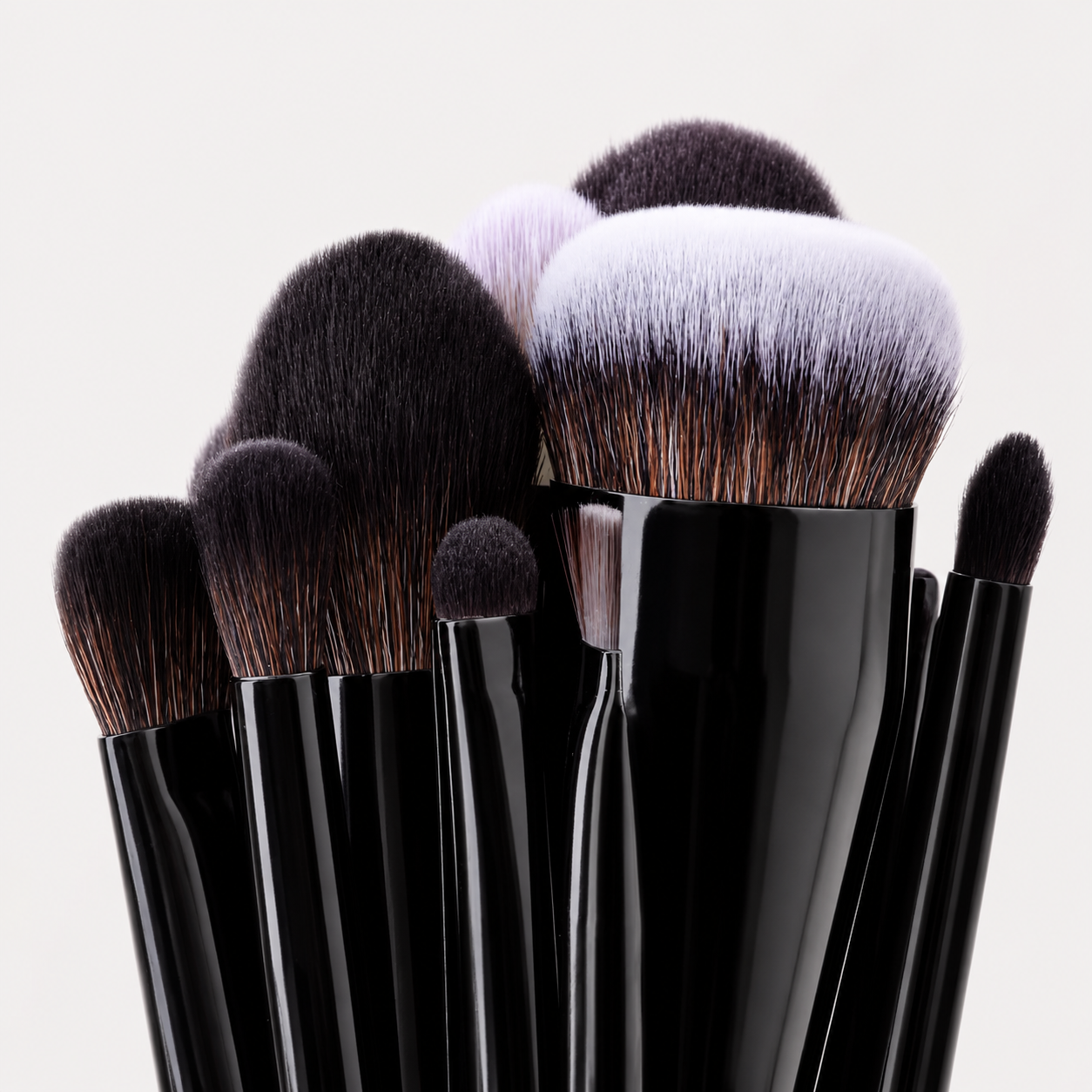 21-Piece Onyx Make Up Brush Set, Luxury Black Brushes, with V Shape Puff, Makeup Bag, Canvas Bag