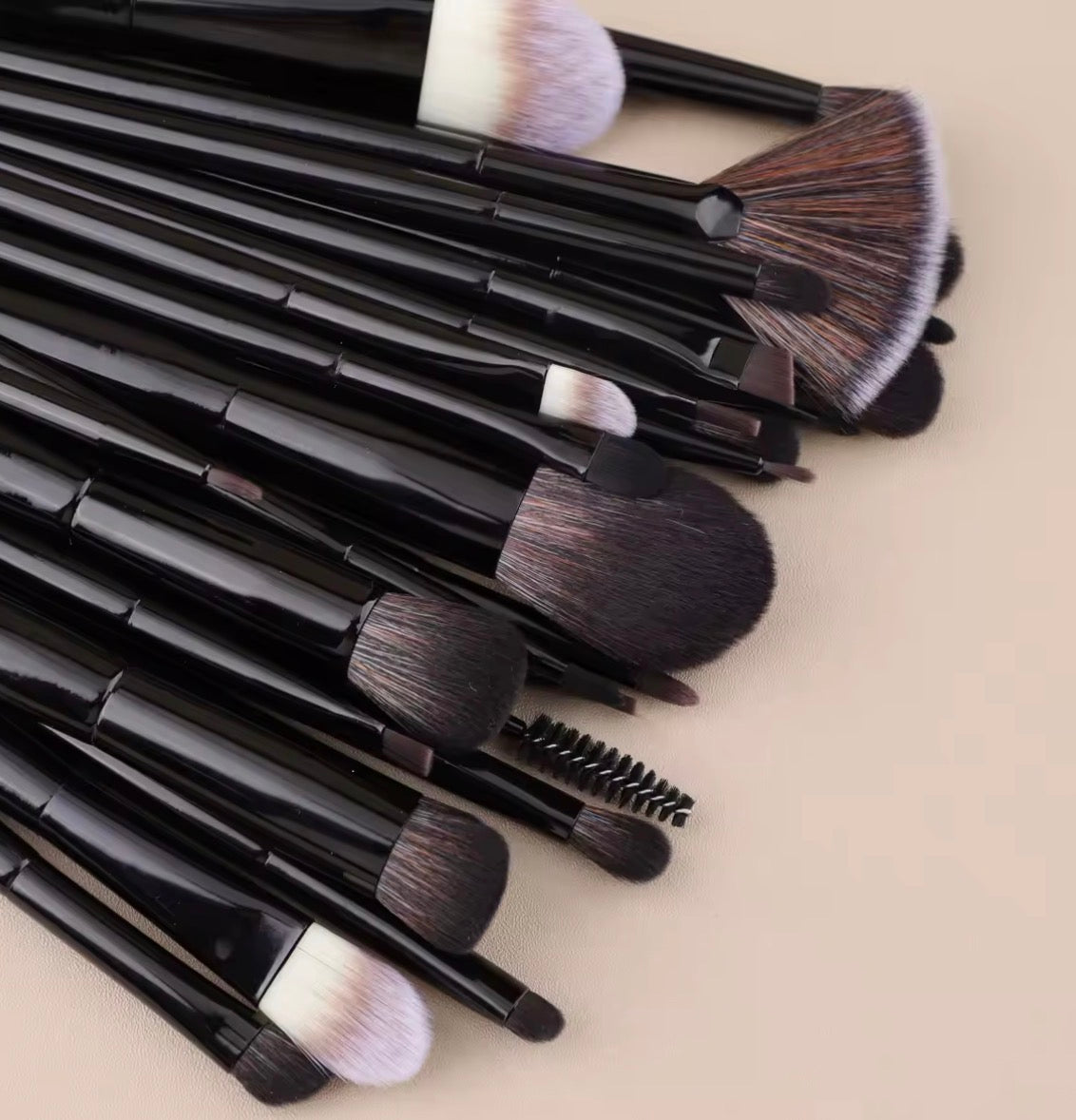 21-Piece Onyx Make Up Brush Set, Luxury Black Brushes, with V Shape Puff, Makeup Bag, Canvas Bag